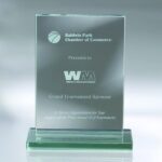1/2" Vertical Plaque w/ Base, Jade Glass Award