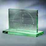 1/2" Horizontal Plaque w/ Base, Jade Glass Award